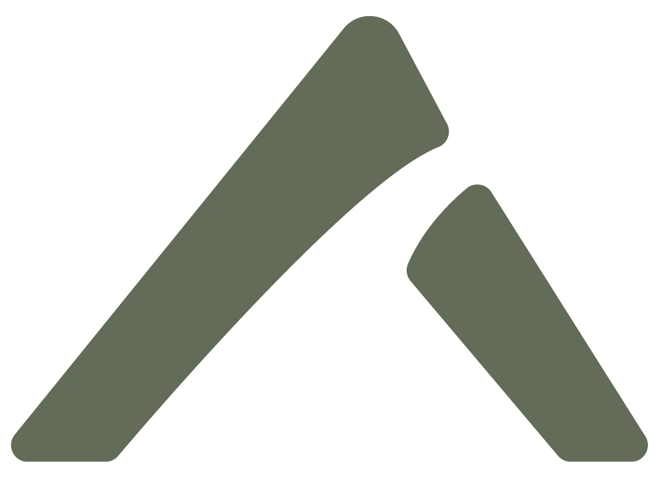 Logo von A, das zwei stilisierte, grüne Buchstaben in Form von spitzen Dreiecken zeigt. Ideal für Branding und Unternehmensidentität.